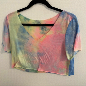 𝅺SHEIN Bright Tie-Dye Cropped Top • size M Medium